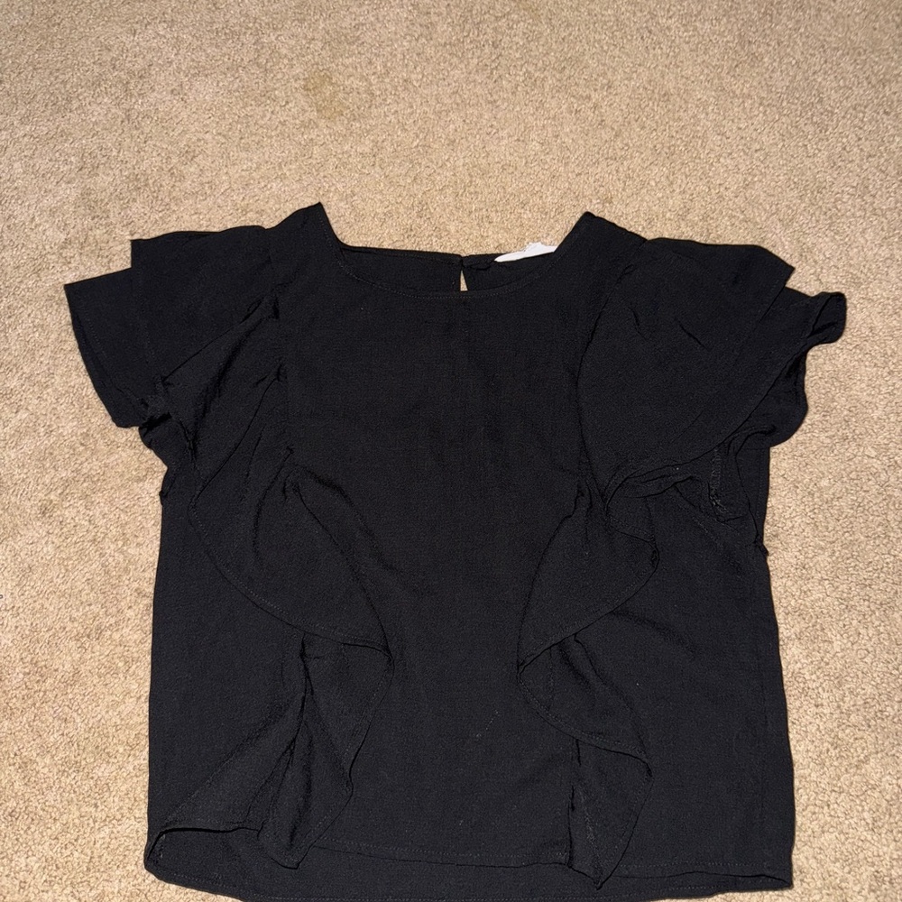 Jack by BB Dakota Black Flutter Sleeve Blouse